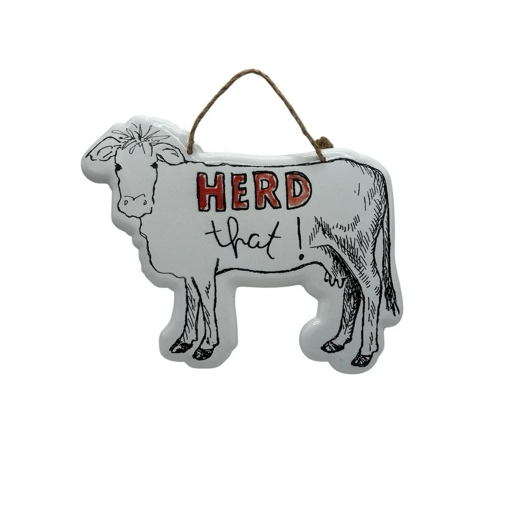 HERD‎ THAT METAL SIGN COW WHITE